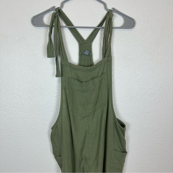 Aerie Slouchy Ankle Green Lightweight Tencel Overalls - Picture 4 of 6